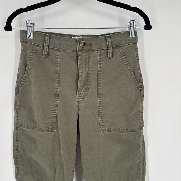 Vintage Lee Womens Straight Leg Workwear Cargo Pants Army Olive Green Size 2 Y2K - Picture 7 of 11